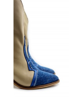 Thunder Boots In Beige & Blue